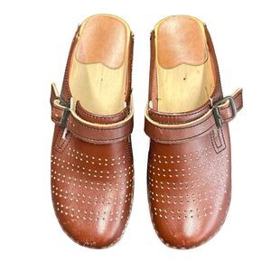 BASTAD-ORIGINAL Made in Sweden Brown Leather Clogs Size 6.5 US 36 UK